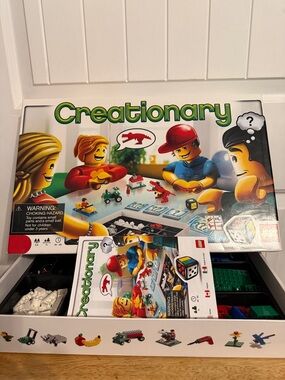 Lego Creationary Game Box with Bright Green, Red, Yellow Accents
